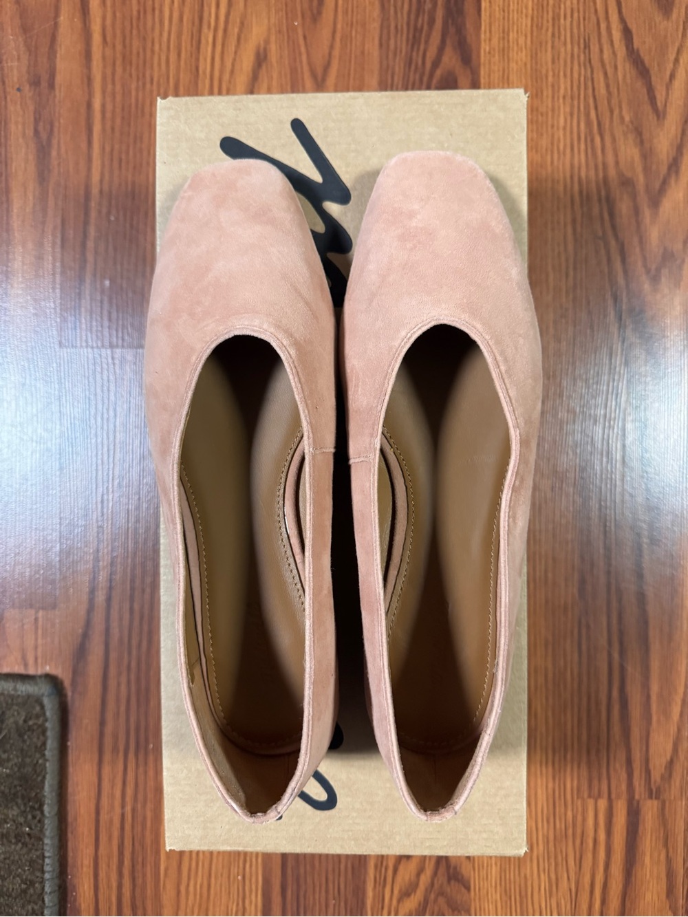 Madewell Suede Square-Toe Ballet Flats in Blush Pink